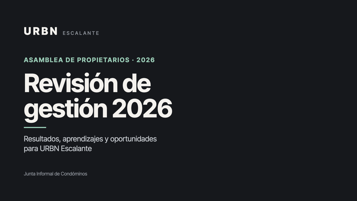 Portada: Revisión de gestión 2026, URBN Escalante